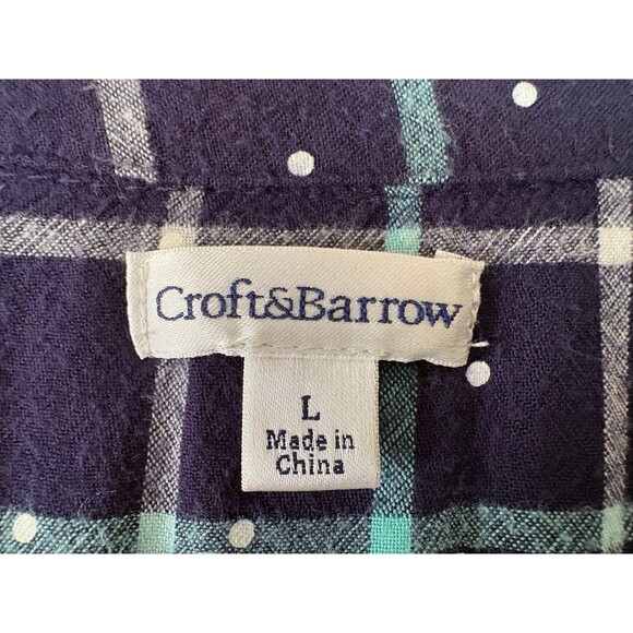 Croft & Barrow Navy Blue Plaid Tunic Flannel Shirt, Prairie Cottagecore Country - Picture 6 of 8